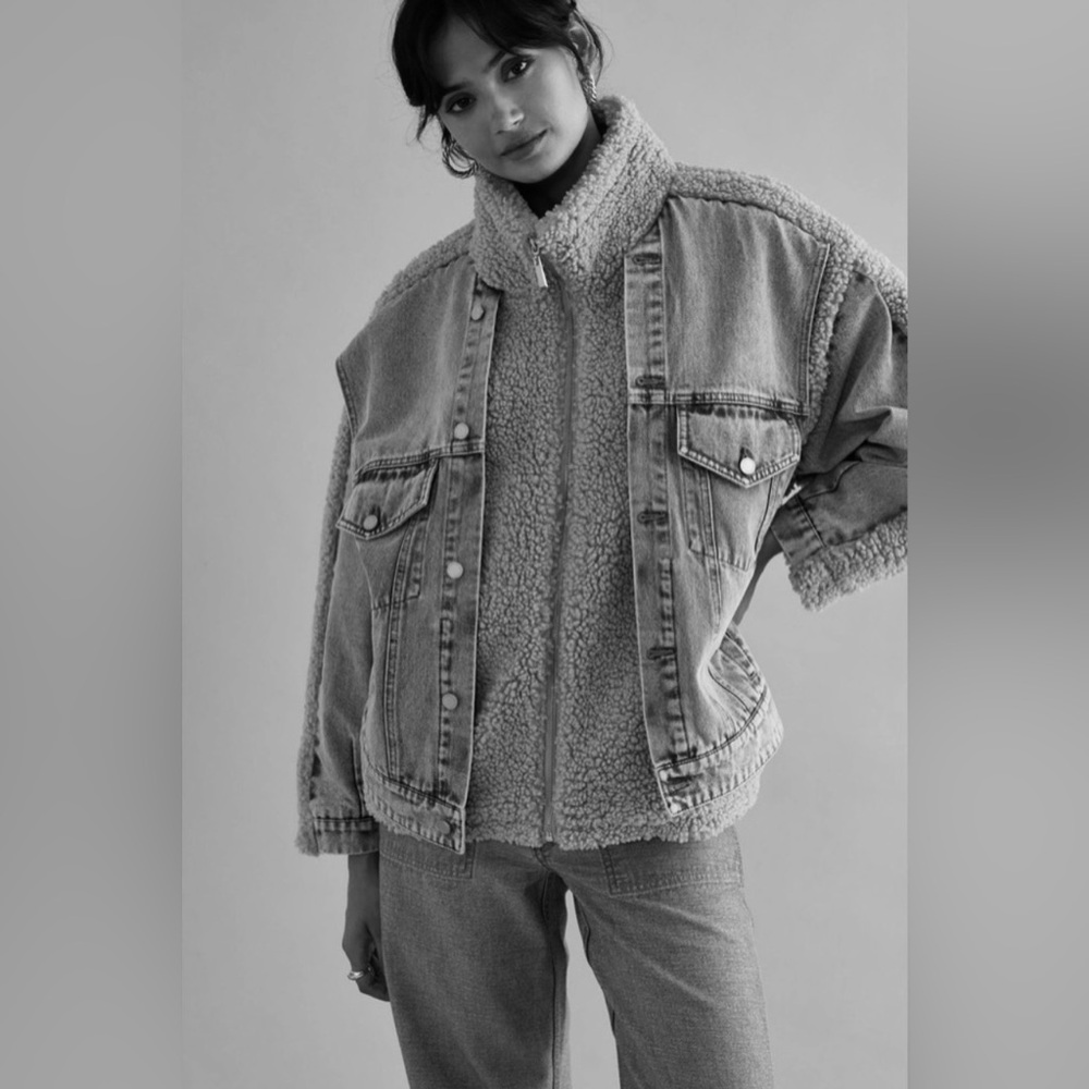 BLANKNYC Fuzzy Wuzzy Jacket: gray sherpa
